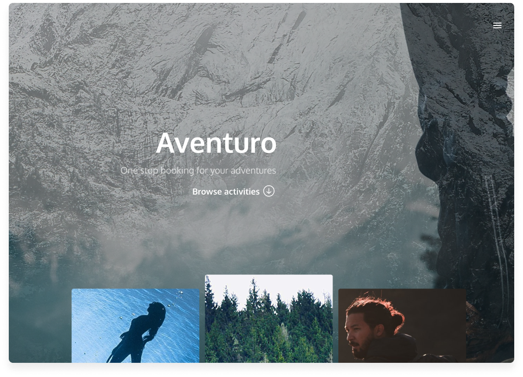 Adventuro landing page design