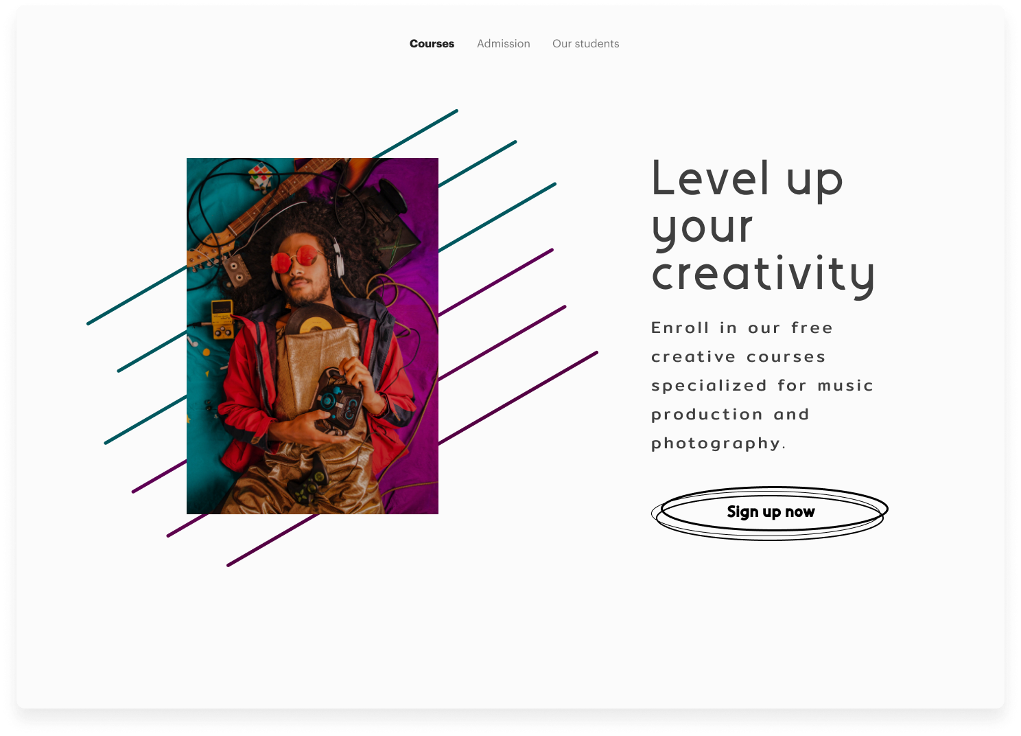 Level up your creativity landing page design